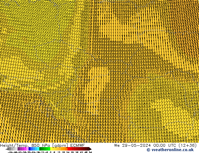 Height/Temp. 850 hPa ECMWF St 29.05.2024 00 UTC