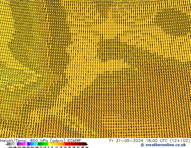 Height/Temp. 850 hPa ECMWF Pá 31.05.2024 18 UTC