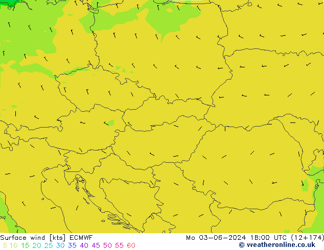 Surface wind ECMWF Po 03.06.2024 18 UTC