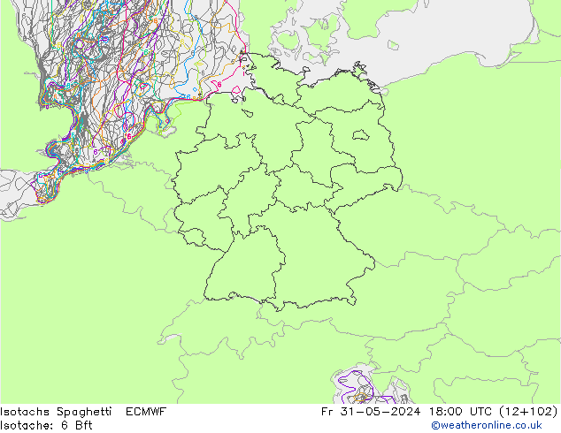 Eşrüzgar Hızları Spaghetti ECMWF Cu 31.05.2024 18 UTC