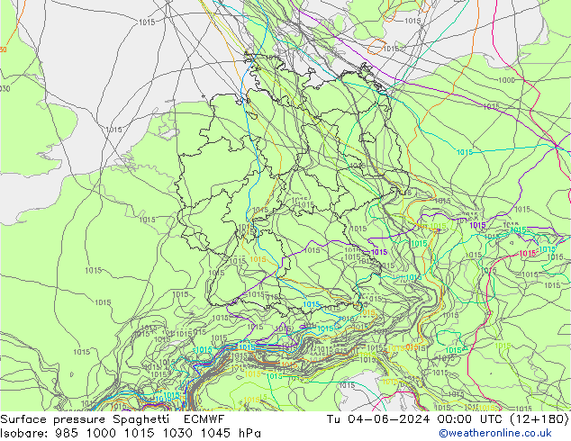 Surface pressure Spaghetti ECMWF Tu 04.06.2024 00 UTC