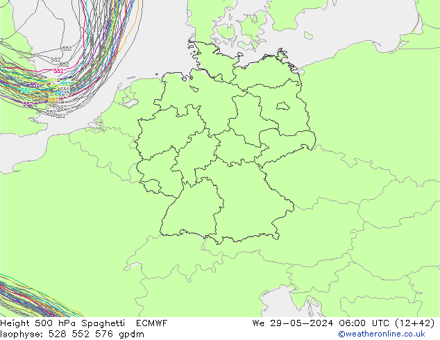 500 hPa Yüksekliği Spaghetti ECMWF Çar 29.05.2024 06 UTC