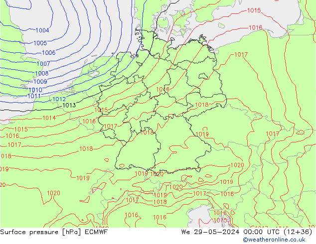 Bodendruck ECMWF Mi 29.05.2024 00 UTC