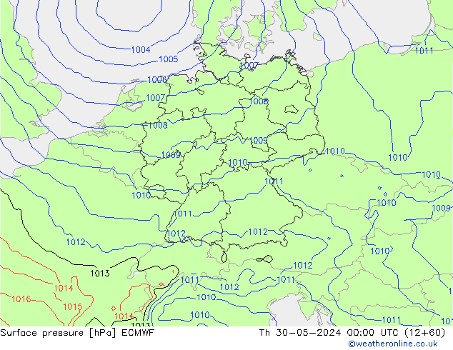 Atmosférický tlak ECMWF Čt 30.05.2024 00 UTC