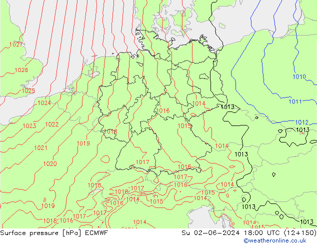 pressão do solo ECMWF Dom 02.06.2024 18 UTC