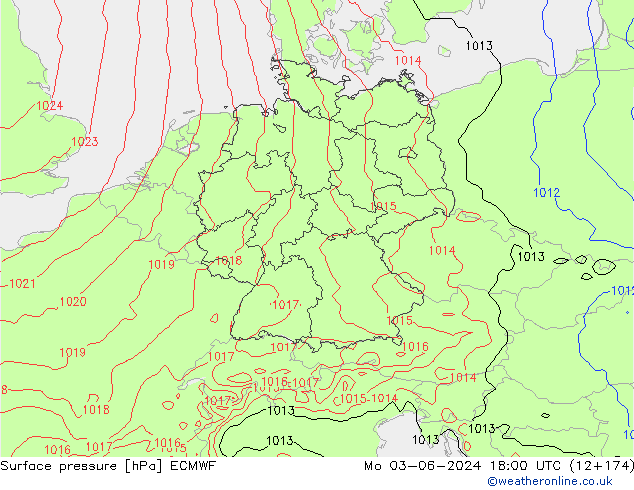 приземное давление ECMWF пн 03.06.2024 18 UTC