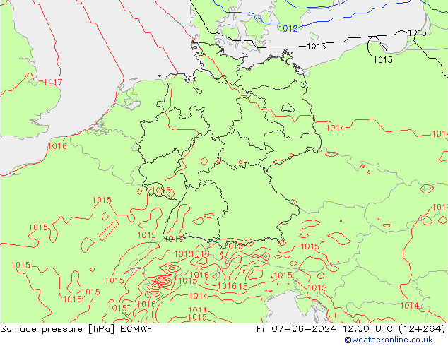 Bodendruck ECMWF Fr 07.06.2024 12 UTC