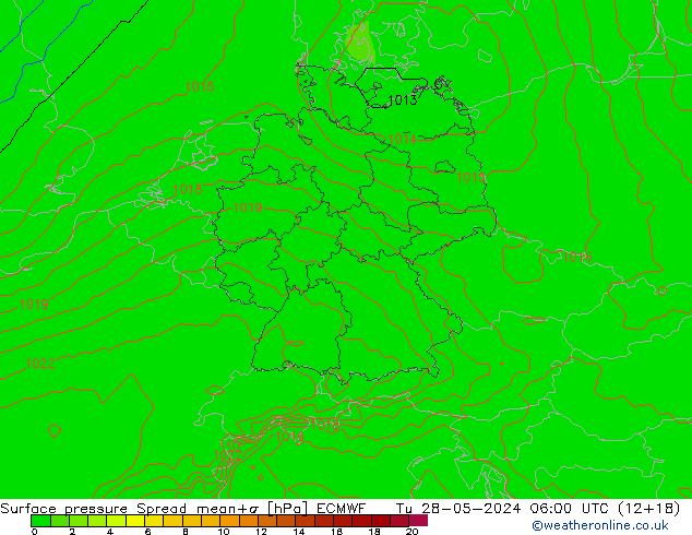 Bodendruck Spread ECMWF Di 28.05.2024 06 UTC