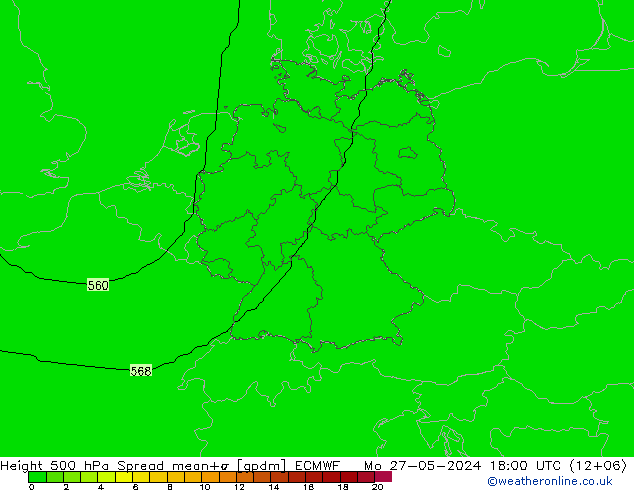 Height 500 hPa Spread ECMWF Mo 27.05.2024 18 UTC