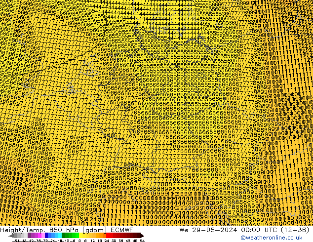 Height/Temp. 850 hPa ECMWF St 29.05.2024 00 UTC