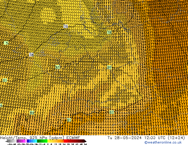 Géop./Temp. 925 hPa ECMWF mar 28.05.2024 12 UTC