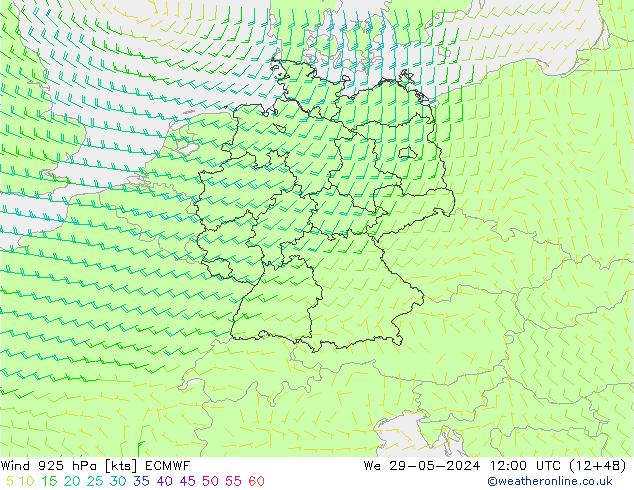 Vento 925 hPa ECMWF Qua 29.05.2024 12 UTC