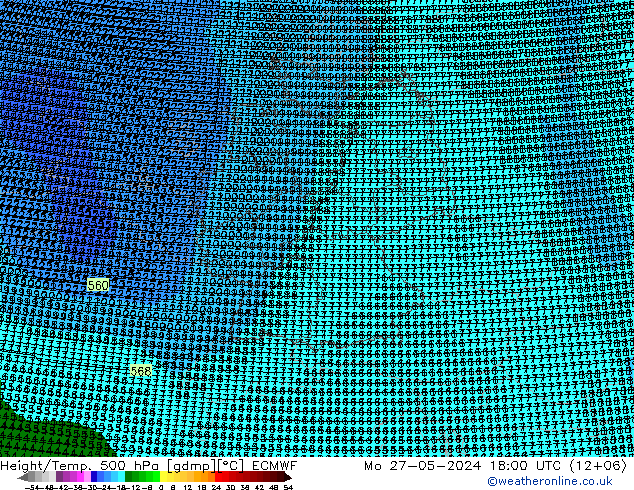 Height/Temp. 500 hPa ECMWF Mo 27.05.2024 18 UTC