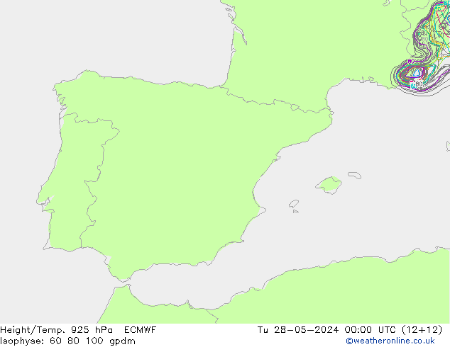 Height/Temp. 925 hPa ECMWF Ter 28.05.2024 00 UTC