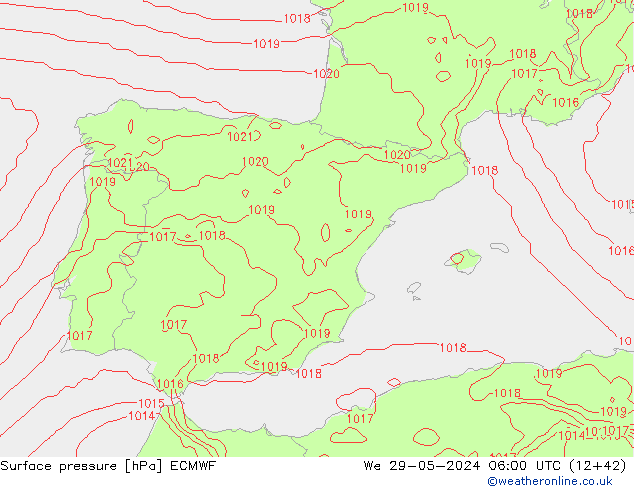 Surface pressure ECMWF We 29.05.2024 06 UTC