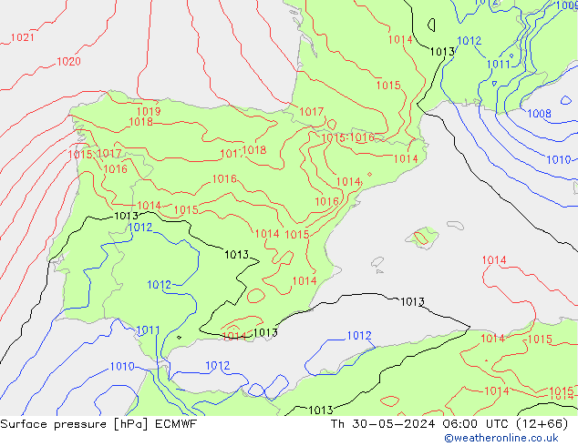 Pressione al suolo ECMWF gio 30.05.2024 06 UTC