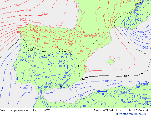 Atmosférický tlak ECMWF Pá 31.05.2024 12 UTC