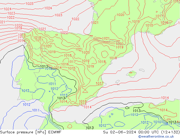 Yer basıncı ECMWF Paz 02.06.2024 00 UTC