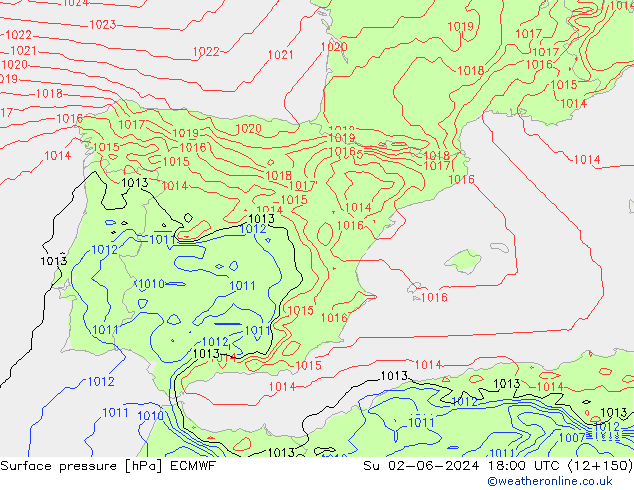 приземное давление ECMWF Вс 02.06.2024 18 UTC