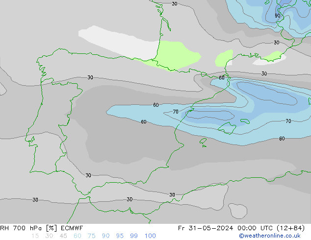 RH 700 hPa ECMWF Fr 31.05.2024 00 UTC