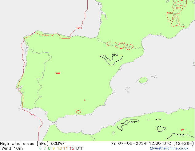 Izotacha ECMWF pt. 07.06.2024 12 UTC