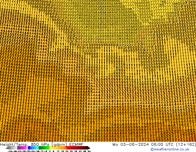 Yükseklik/Sıc. 850 hPa ECMWF Pzt 03.06.2024 06 UTC