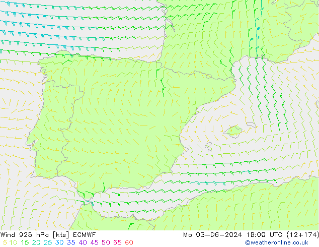 ветер 925 гПа ECMWF пн 03.06.2024 18 UTC