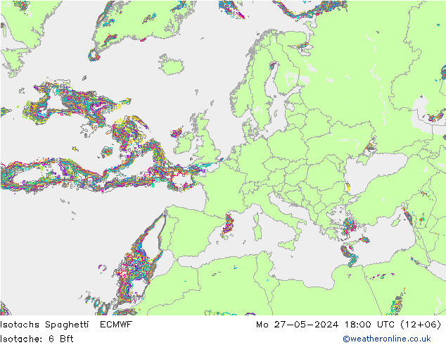 Isotaca Spaghetti ECMWF lun 27.05.2024 18 UTC