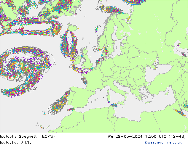 Isotachen Spaghetti ECMWF Mi 29.05.2024 12 UTC