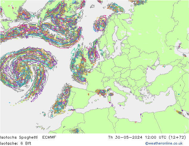 Isotachs Spaghetti ECMWF Qui 30.05.2024 12 UTC