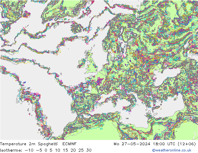 Temperatura 2m Spaghetti ECMWF Seg 27.05.2024 18 UTC