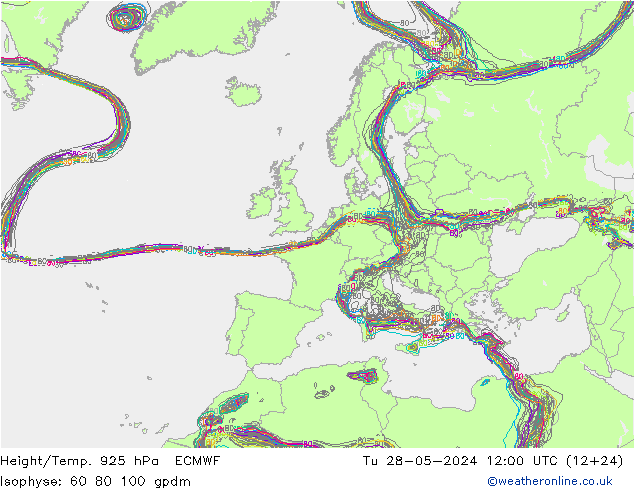 Height/Temp. 925 гПа ECMWF вт 28.05.2024 12 UTC