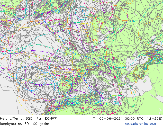 Geop./Temp. 925 hPa ECMWF jue 06.06.2024 00 UTC