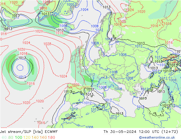 Jet Akımları/SLP ECMWF Per 30.05.2024 12 UTC