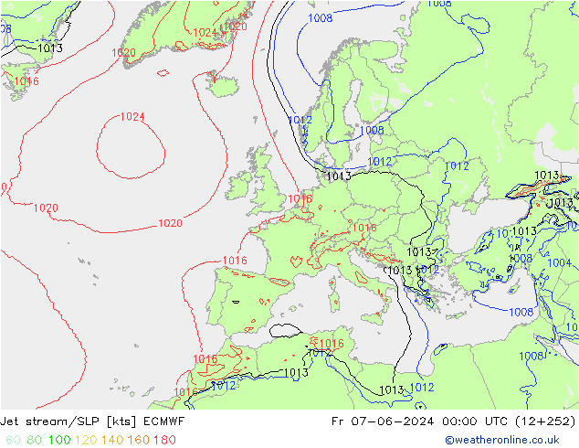 Jet stream ECMWF Sex 07.06.2024 00 UTC