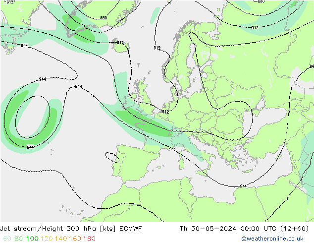 Prąd strumieniowy ECMWF czw. 30.05.2024 00 UTC