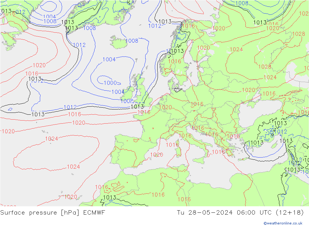 Yer basıncı ECMWF Sa 28.05.2024 06 UTC