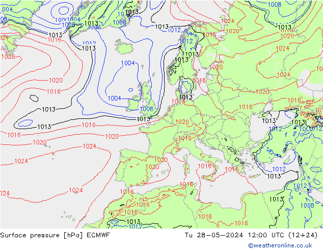 Yer basıncı ECMWF Sa 28.05.2024 12 UTC