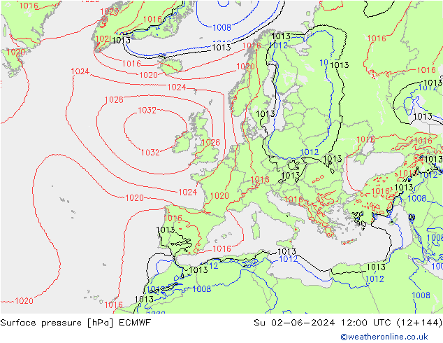 Surface pressure ECMWF Su 02.06.2024 12 UTC