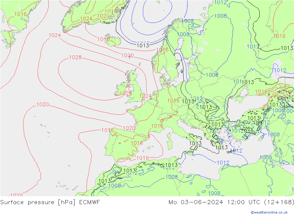 Yer basıncı ECMWF Pzt 03.06.2024 12 UTC