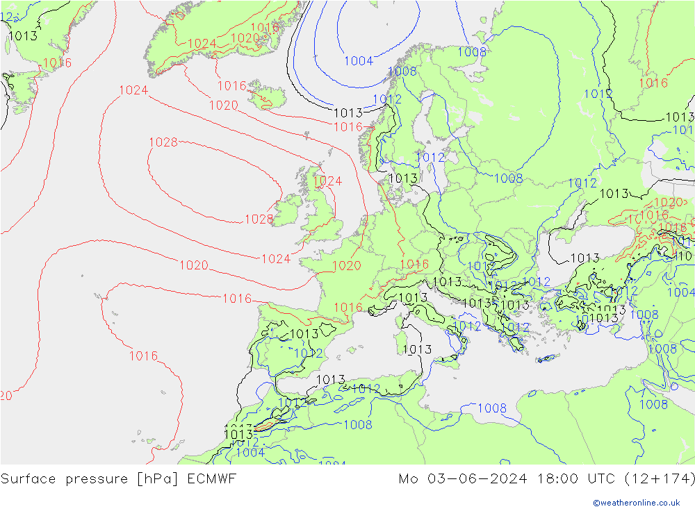 Yer basıncı ECMWF Pzt 03.06.2024 18 UTC