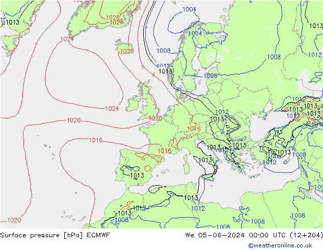 Luchtdruk (Grond) ECMWF wo 05.06.2024 00 UTC