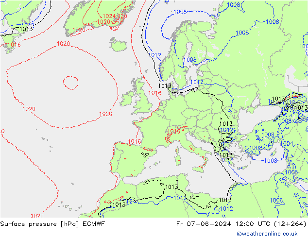 Yer basıncı ECMWF Cu 07.06.2024 12 UTC