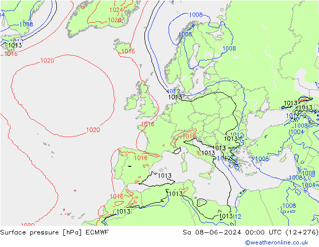 Luchtdruk (Grond) ECMWF za 08.06.2024 00 UTC