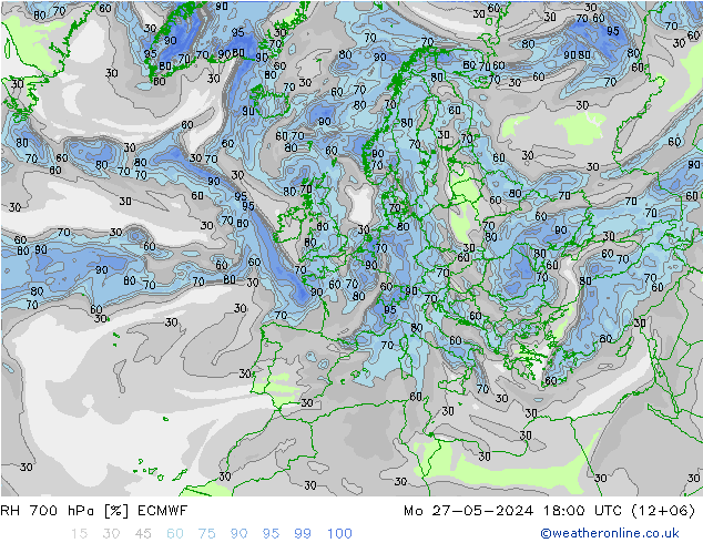 RH 700 hPa ECMWF Seg 27.05.2024 18 UTC