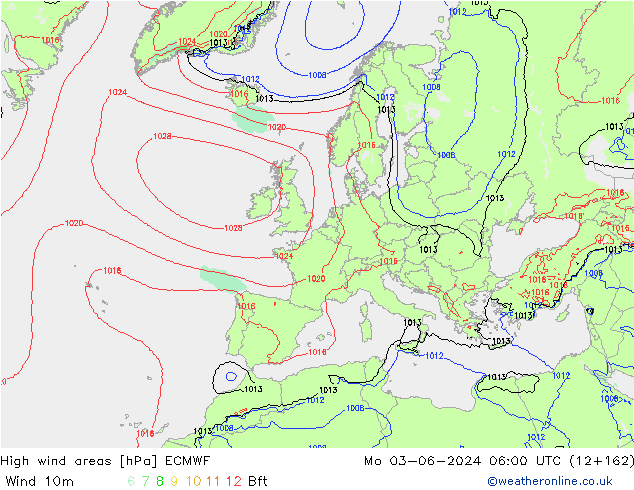 High wind areas ECMWF lun 03.06.2024 06 UTC