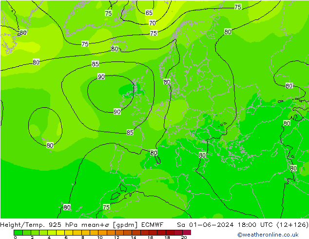 Hoogte/Temp. 925 hPa ECMWF za 01.06.2024 18 UTC