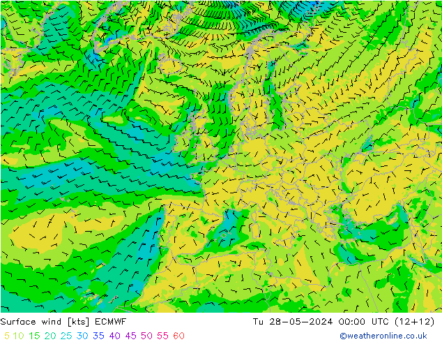 Bodenwind ECMWF Di 28.05.2024 00 UTC