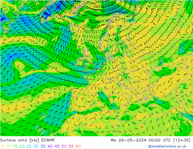 Wind 10 m ECMWF wo 29.05.2024 00 UTC