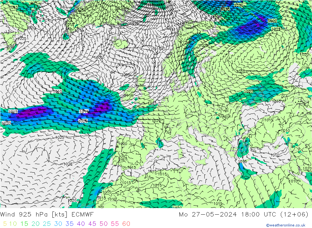 Wind 925 hPa ECMWF ma 27.05.2024 18 UTC